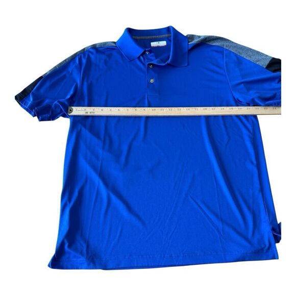 GRAND SLAM PERFORMANCE Polo Men's sz L Blue Short Slve 3 Button Collar Hem Slit - Picture 4 of 7